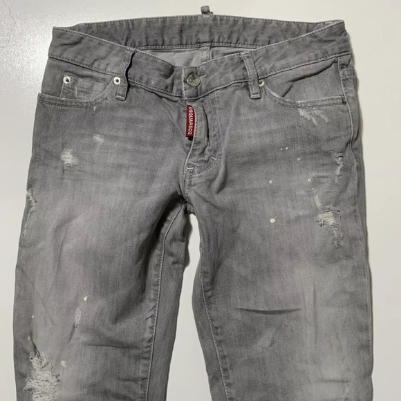Dsquared2 Dsquared Super Skinny Cropped Gray Denim Destressed Jeans Italy 40 - Picture 7 of 10